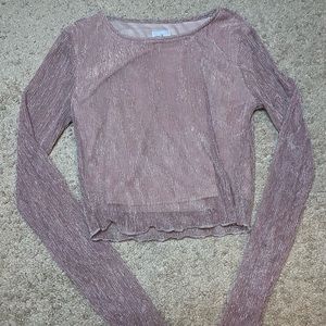 Pink Long Sleeve Crop Top